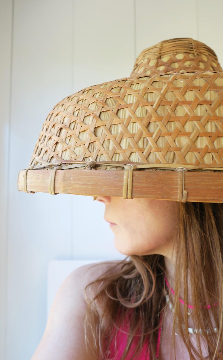 1970s Wicker Cane Hat at 1stDibs