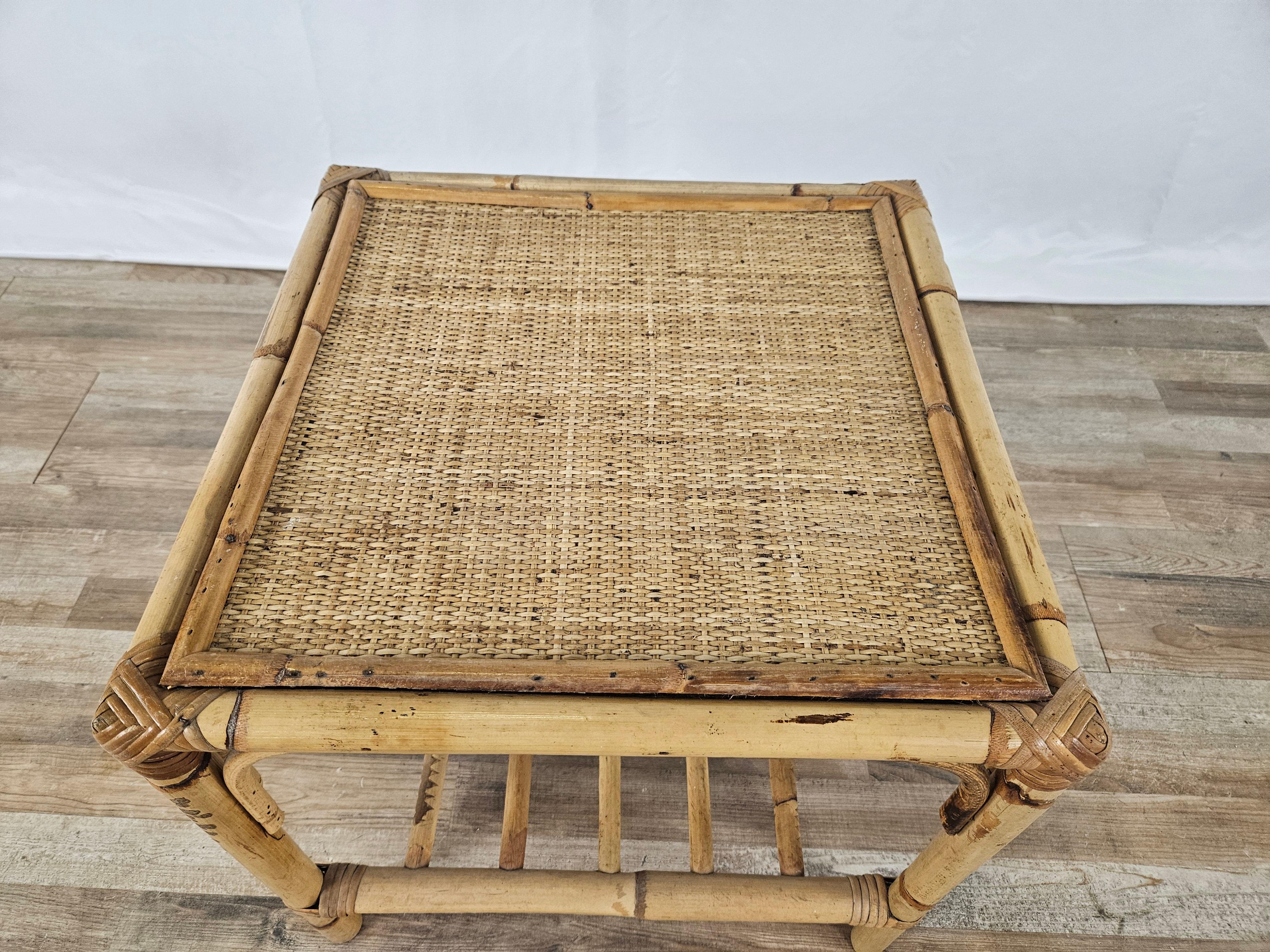 Late 20th Century 70s Wicker Coffee Table for Outdoor or Indoor Use