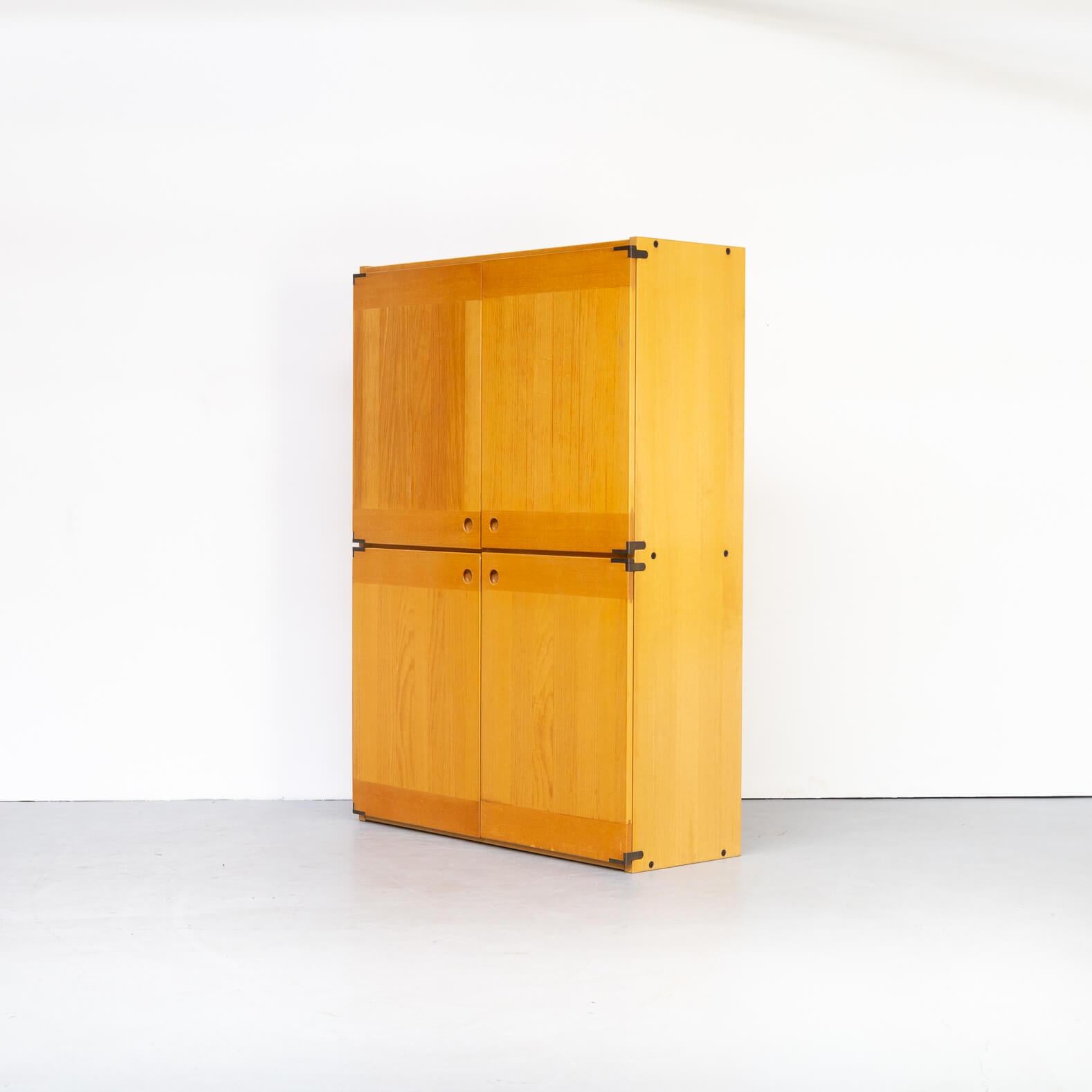 Mid-Century Modern 70s Wooden Four Door Cabinet for Ibisco For Sale