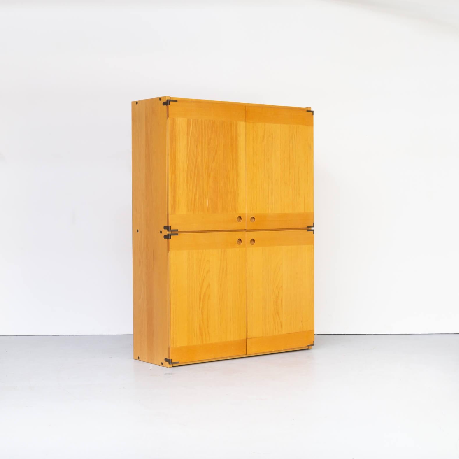 Italian 70s Wooden Four Door Cabinet for Ibisco For Sale