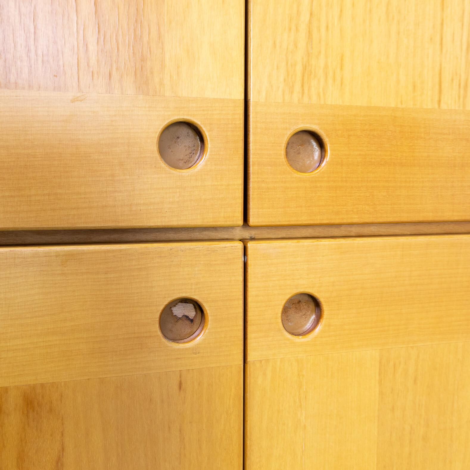 Beech 70s Wooden Four Door Cabinet for Ibisco For Sale