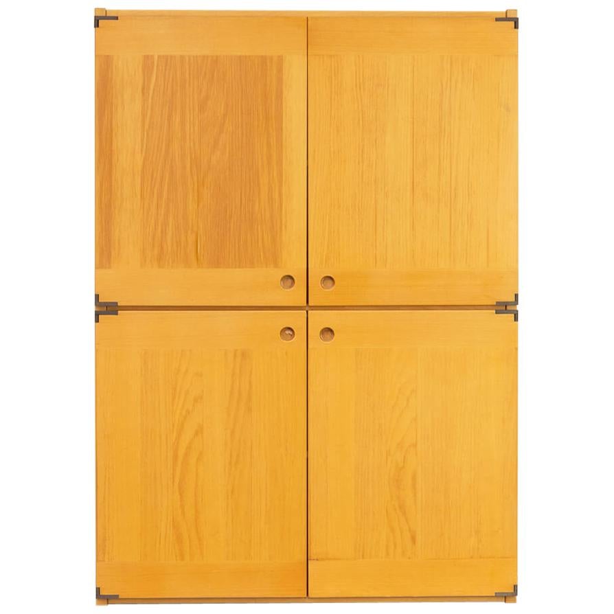 70s Wooden Four Door Cabinet for Ibisco For Sale