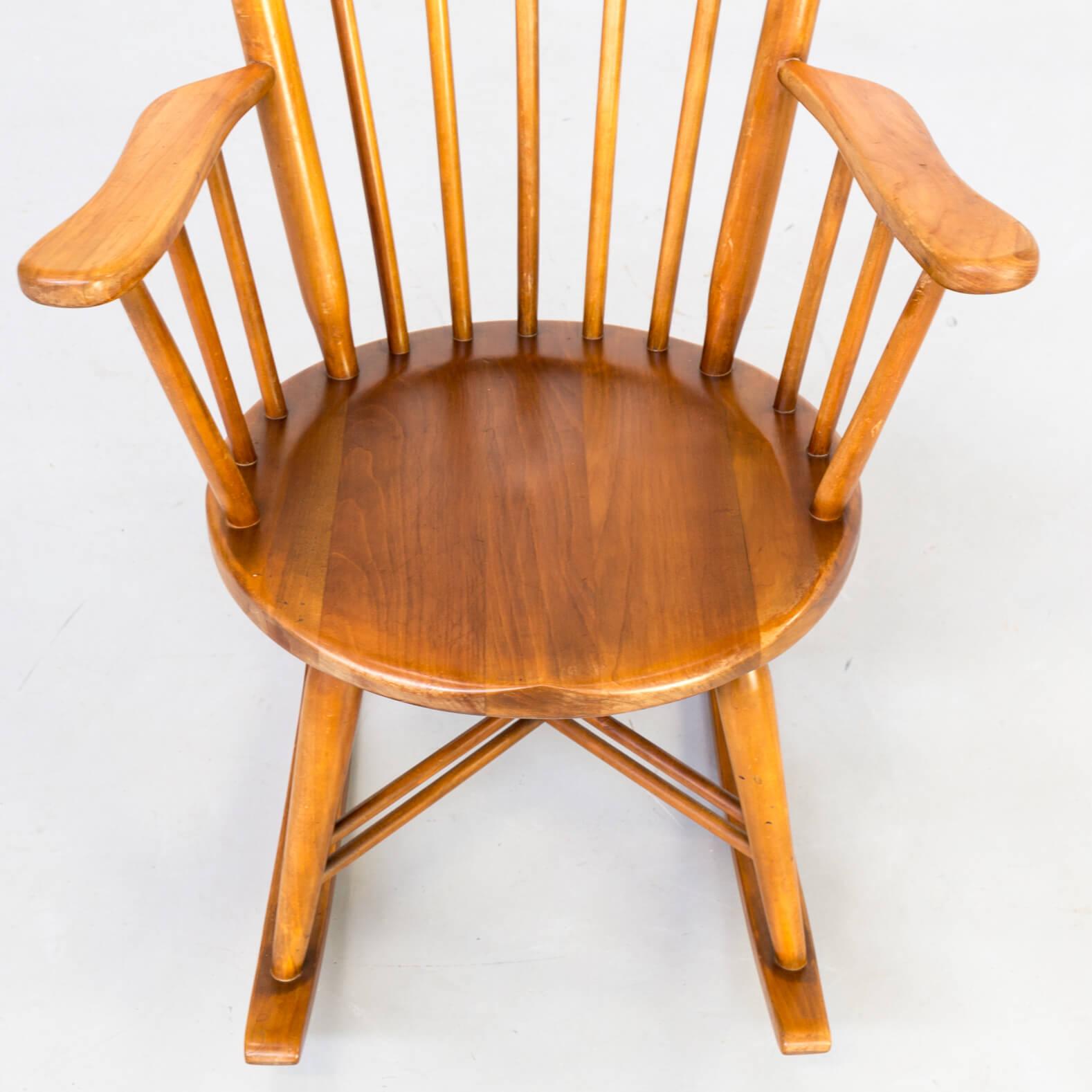 Dutch 1970s Wooden Rocking Chair X Frame For Sale