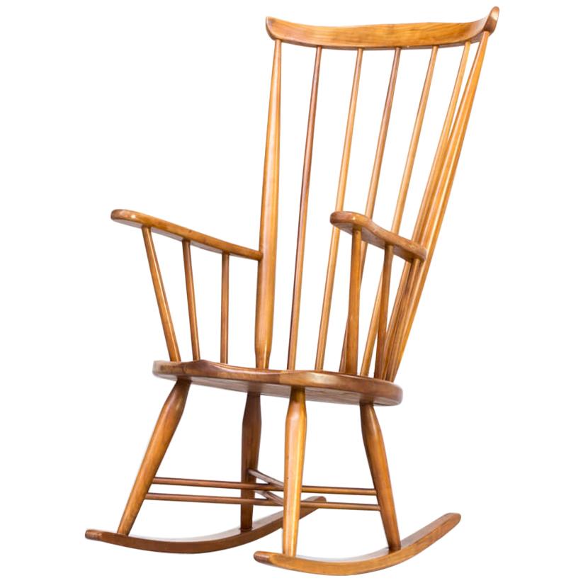 1970s Wooden Rocking Chair X Frame For Sale at 1stDibs