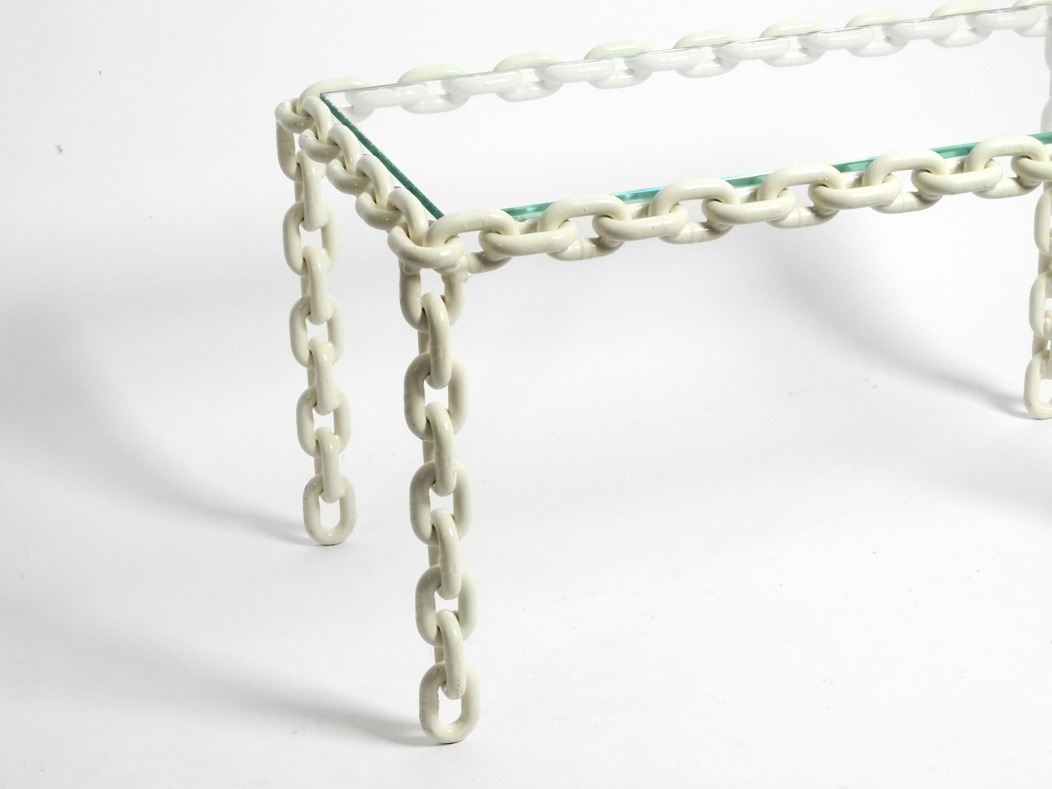 70s XL Couch Table Made from a Heavy Maritime Ship Chain with a Thick Glass Top For Sale 12