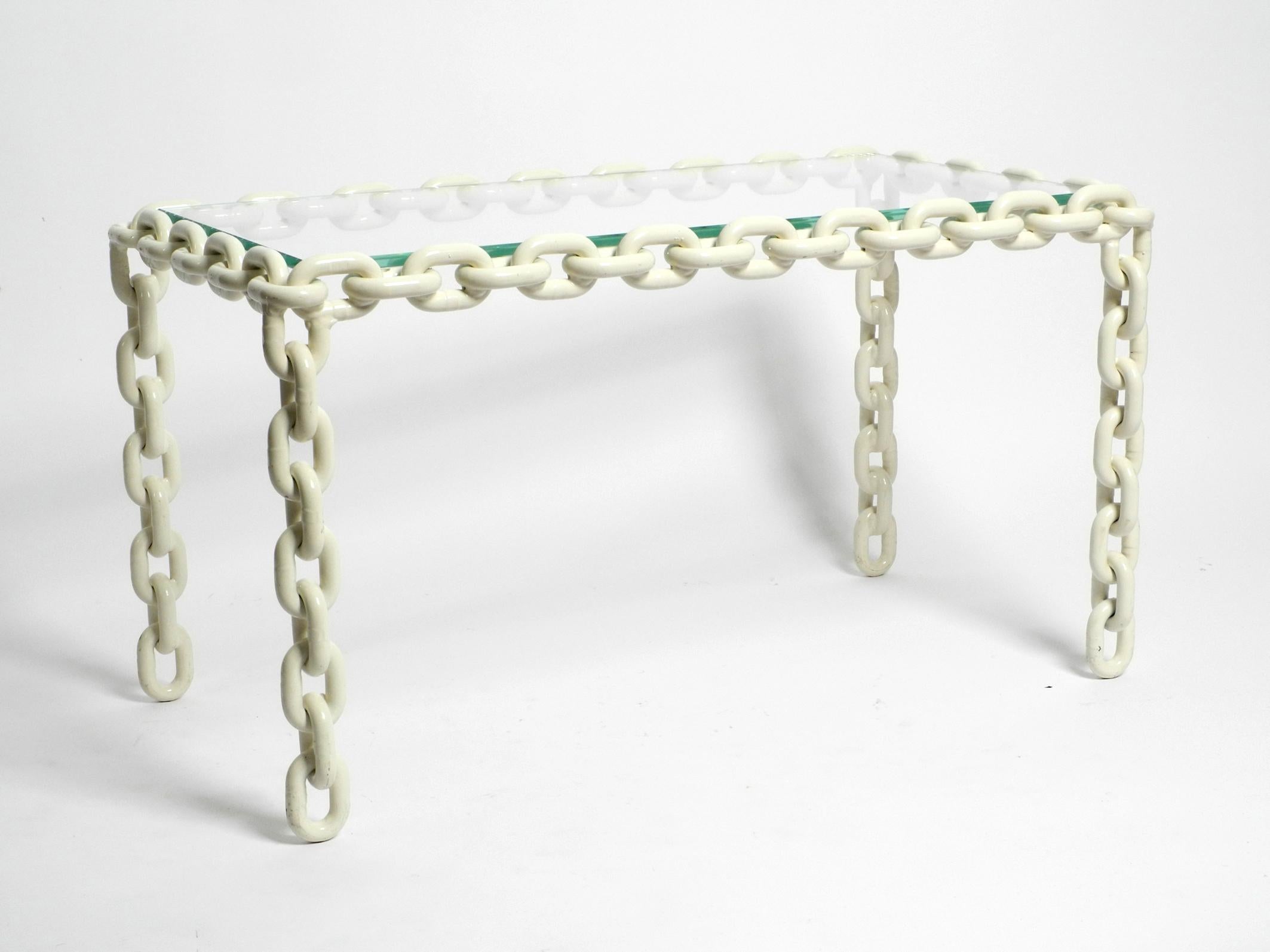 German 70s XL Couch Table Made from a Heavy Maritime Ship Chain with a Thick Glass Top For Sale