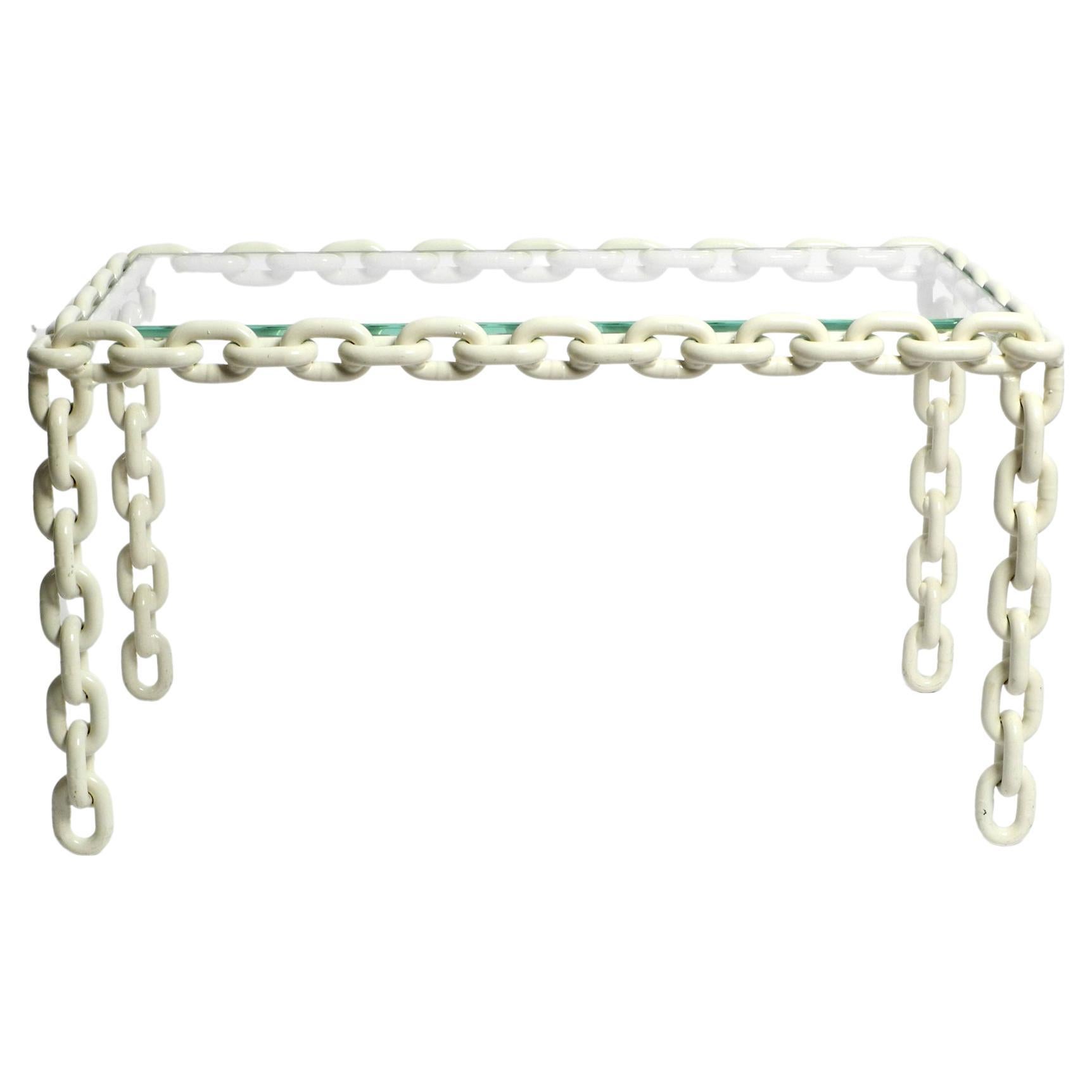 70s XL Couch Table Made from a Heavy Maritime Ship Chain with a Thick Glass Top For Sale