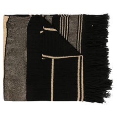 70s Yves Saint Laurent black and golden threads wool scarf