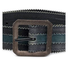 70s Yves Saint Laurent Vintage blue oil suede belt