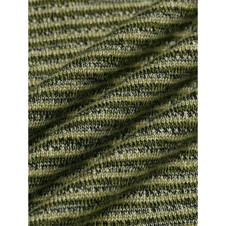 70s Yves Saint Laurent Vintage green cotton striped top For Sale 3
