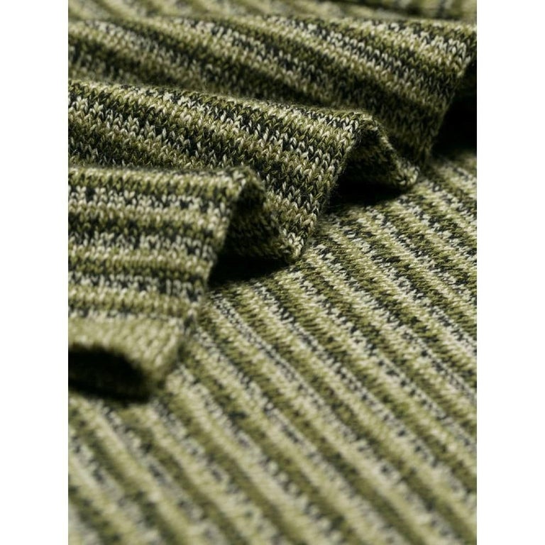 70s Yves Saint Laurent Vintage green cotton striped top For Sale 4