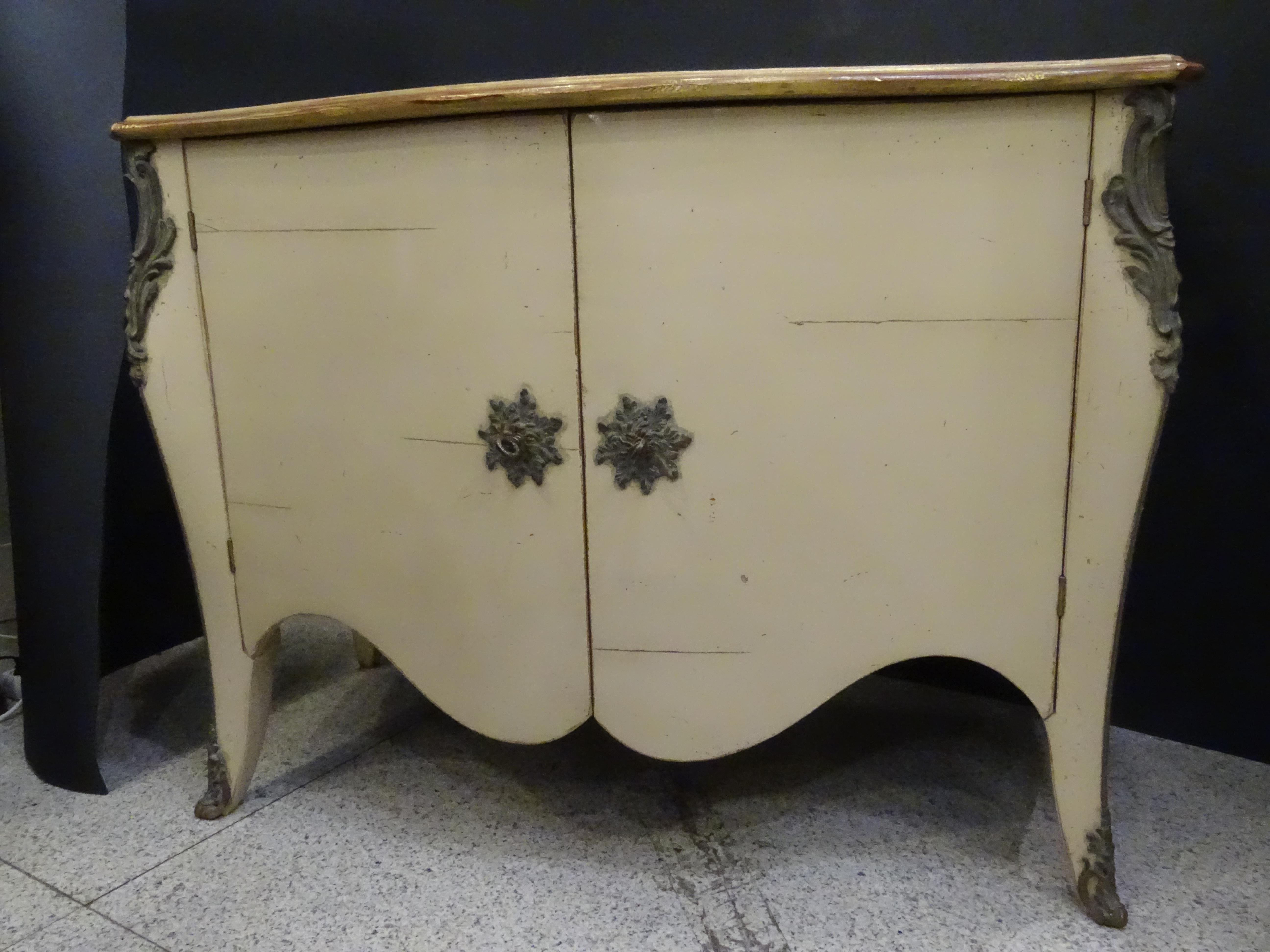 70s Roche Bobois off White Chest of Drawers Commode, Buffet, Wood, Bronze In Good Condition In Valladolid, ES