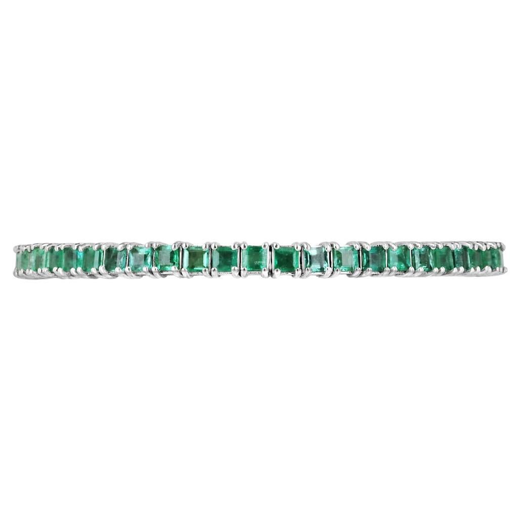 7.0tcw 14K Princess Cut Emerald Tennis Bracelet Medium Green Square Emerald