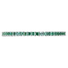 7.0tcw 14K Princesse Coupe Emeraude Bracelet Tennis Medium Green Square Emerald