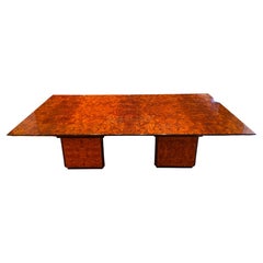 70th century Willy Rizzo workshop Wood , black lacquer Dining table Conference 