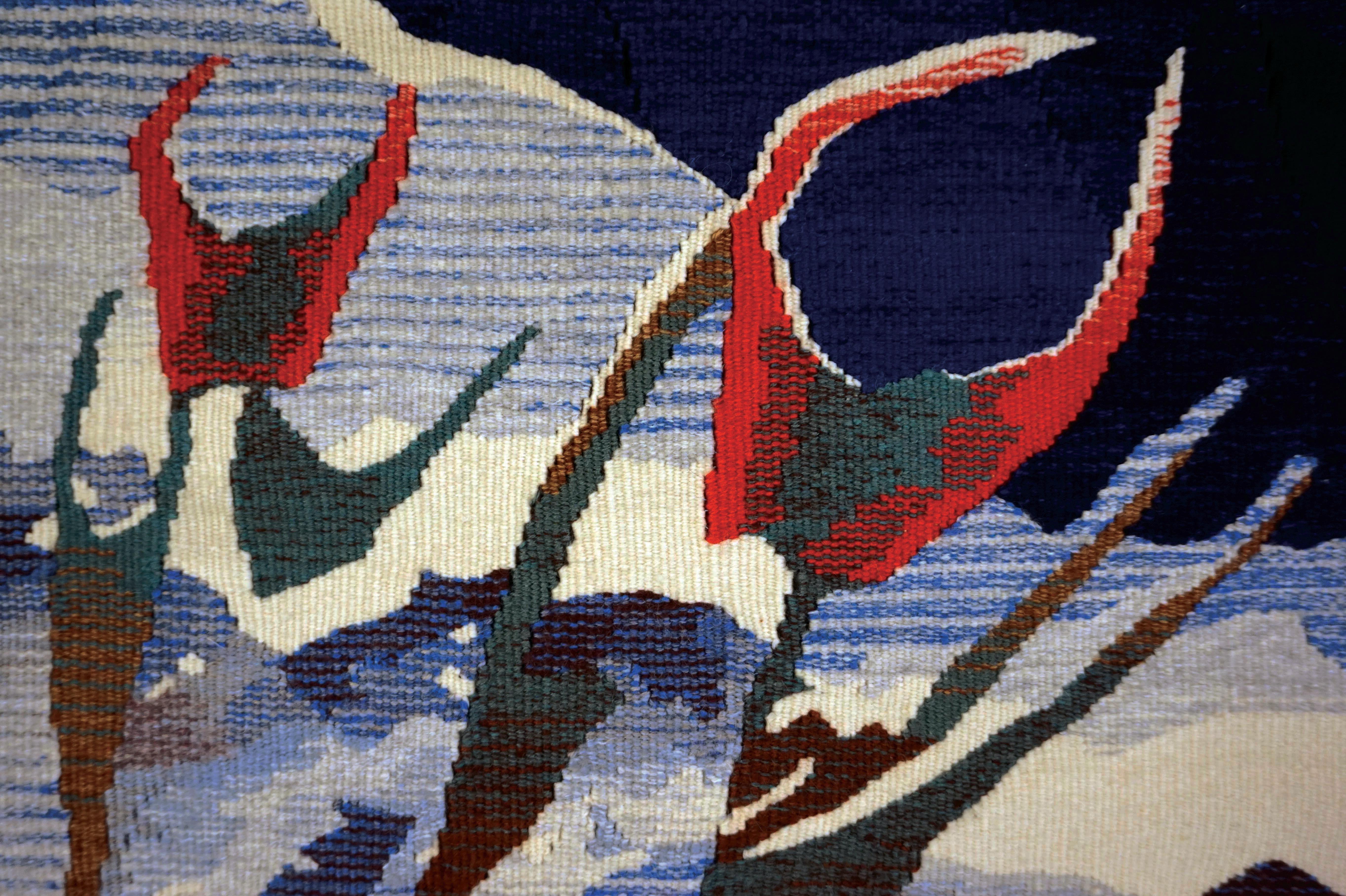 70x100 cm März gewebter Wandteppich Textilkunst der Künstlerin Eszter Kneisz (Sonstiges) im Angebot