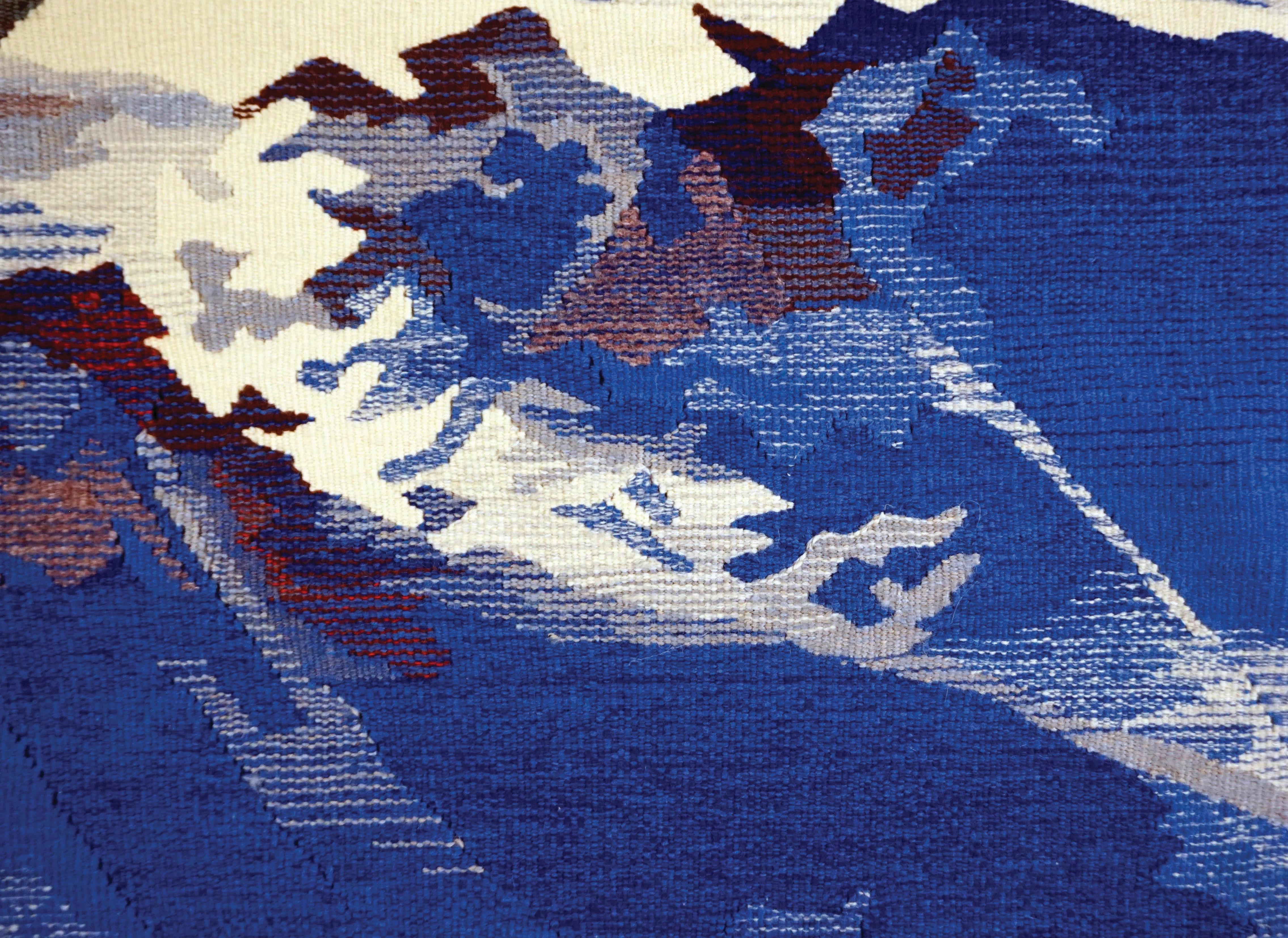 70x100 cm März gewebter Wandteppich Textilkunst der Künstlerin Eszter Kneisz (Ungarisch) im Angebot