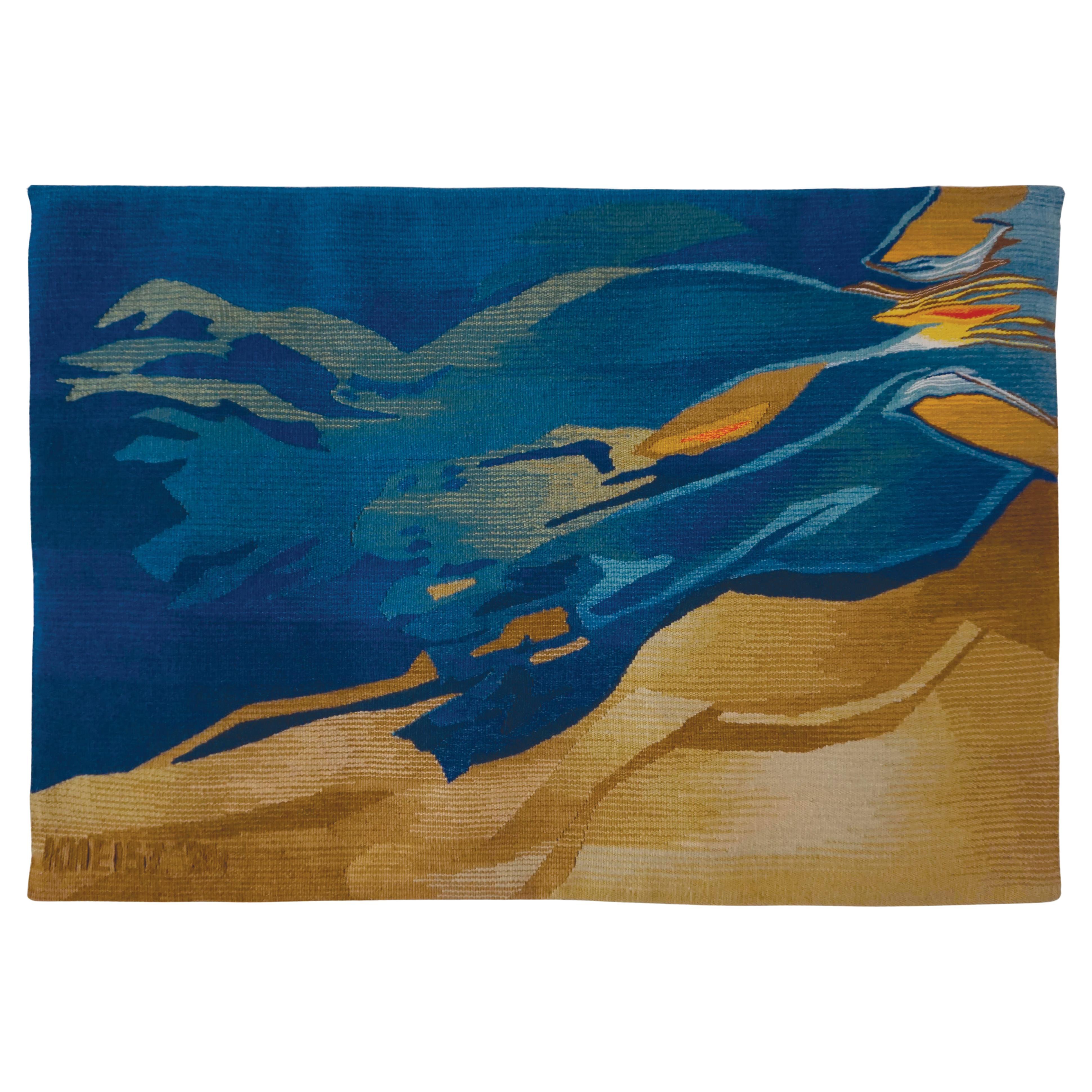 70x100 cm Seaside Woven Tapestry Huge Textile Art by Artist Eszter Kneisz