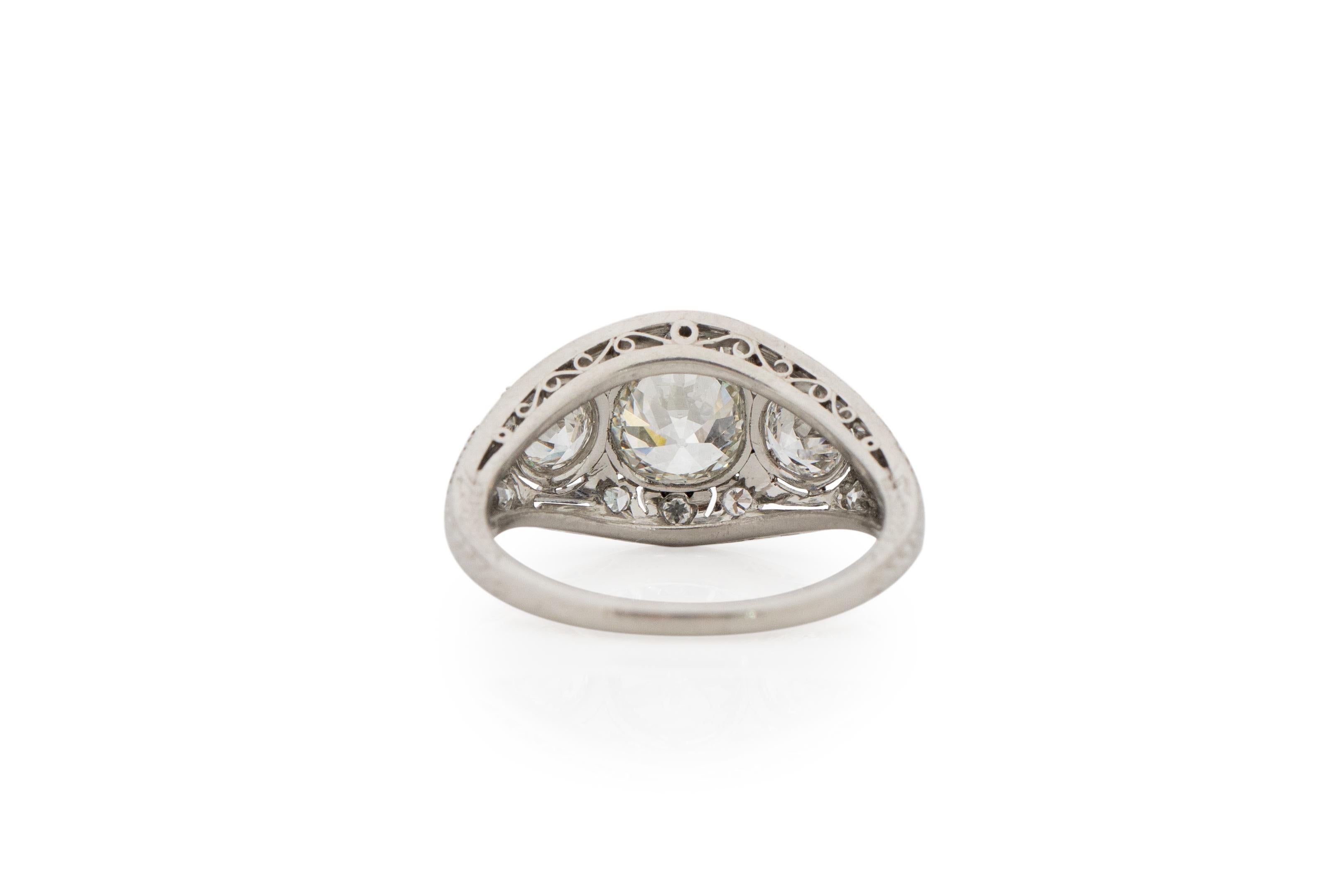 .71 Carat Art Deco Diamond Platinum Engagement Ring In Good Condition For Sale In Atlanta, GA