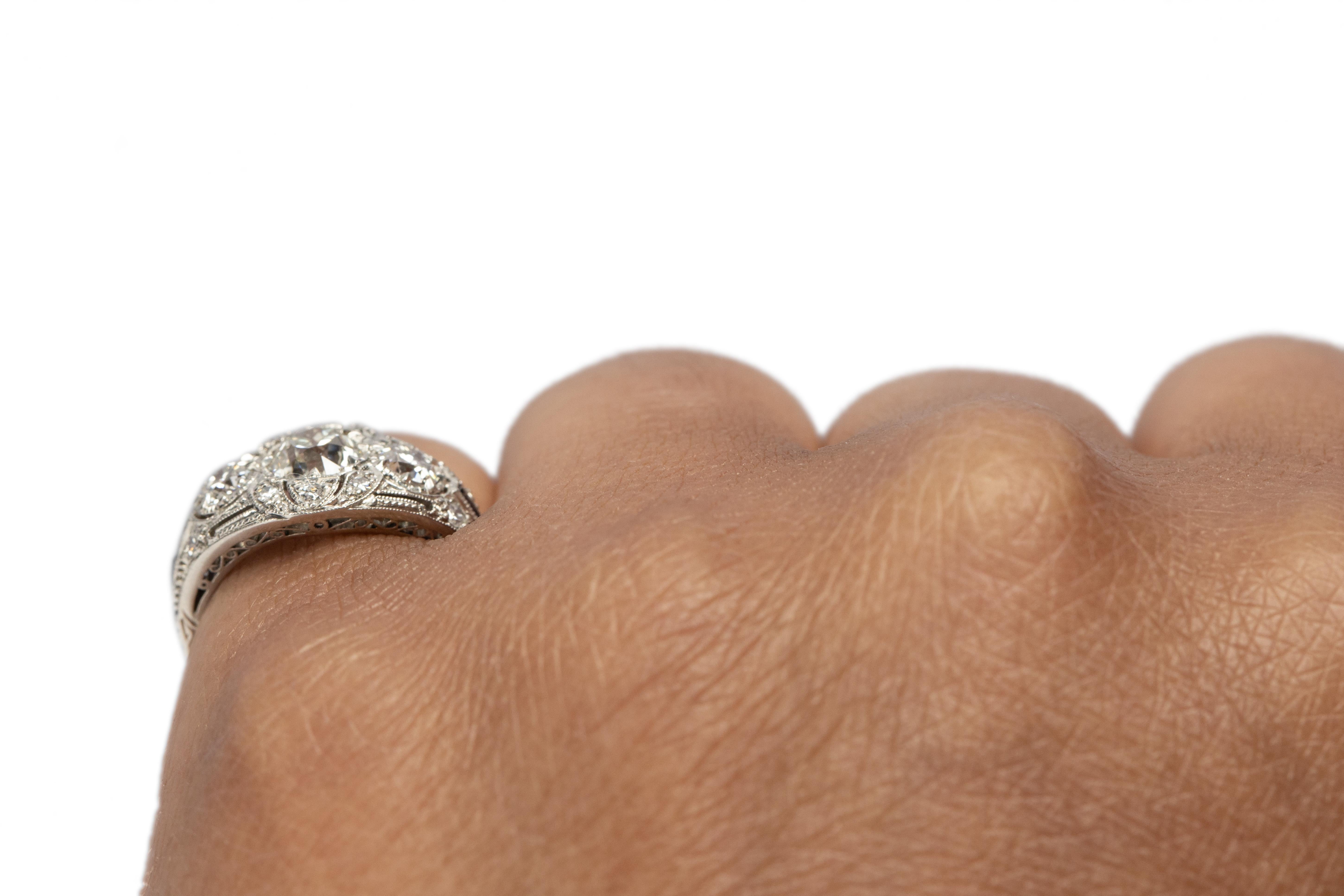 .71 Carat Art Deco Diamond Platinum Engagement Ring For Sale 1