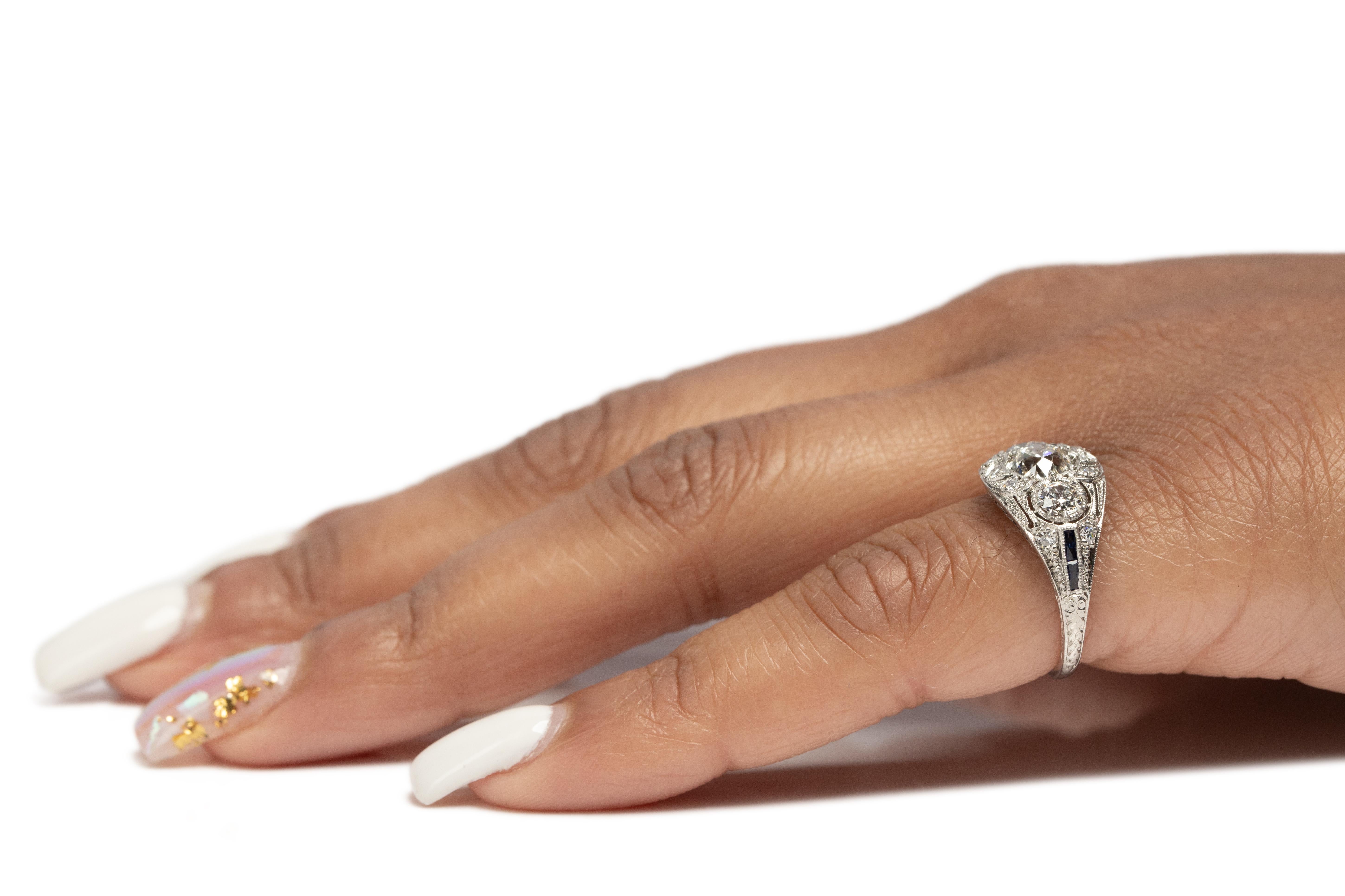 .71 Carat Art Deco Diamond Platinum Engagement Ring For Sale 2