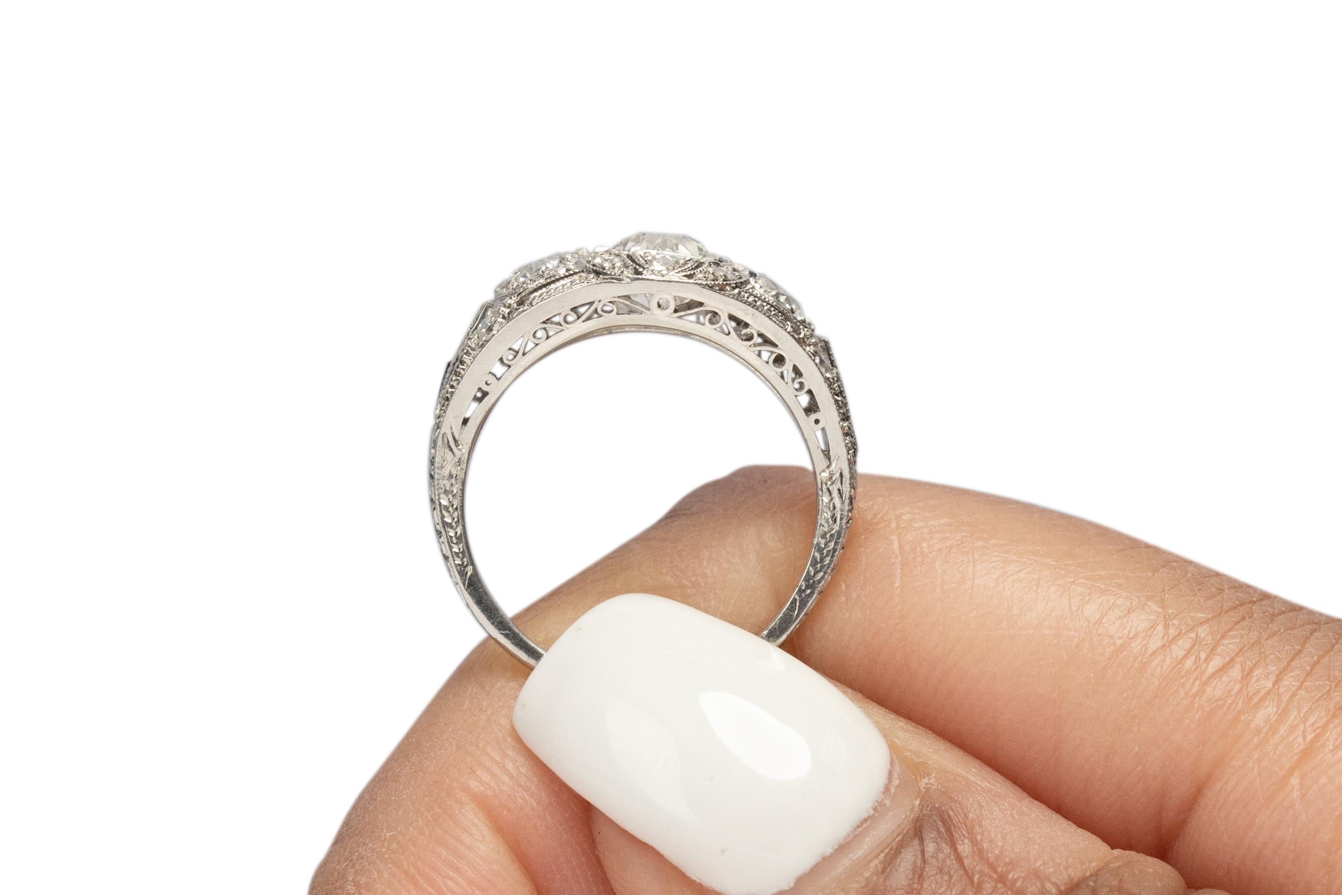 .71 Carat Art Deco Diamond Platinum Engagement Ring For Sale 3