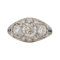 Bague de fiançailles Art déco en platine avec diamants de 0,71 carat