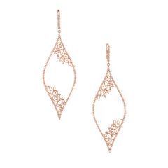 Pendants d'oreilles chandelier en or rose micro-pavé avec diamants de 0,71 carat