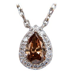 Collier en or 14 carats avec diamants bruns fantaisie naturels de 0,71 carat