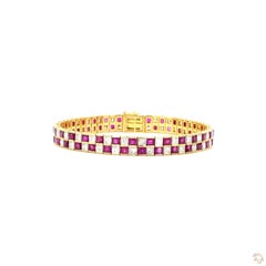 7.1 Carat Princess Cut Diamond Ruby Gold Bracelet