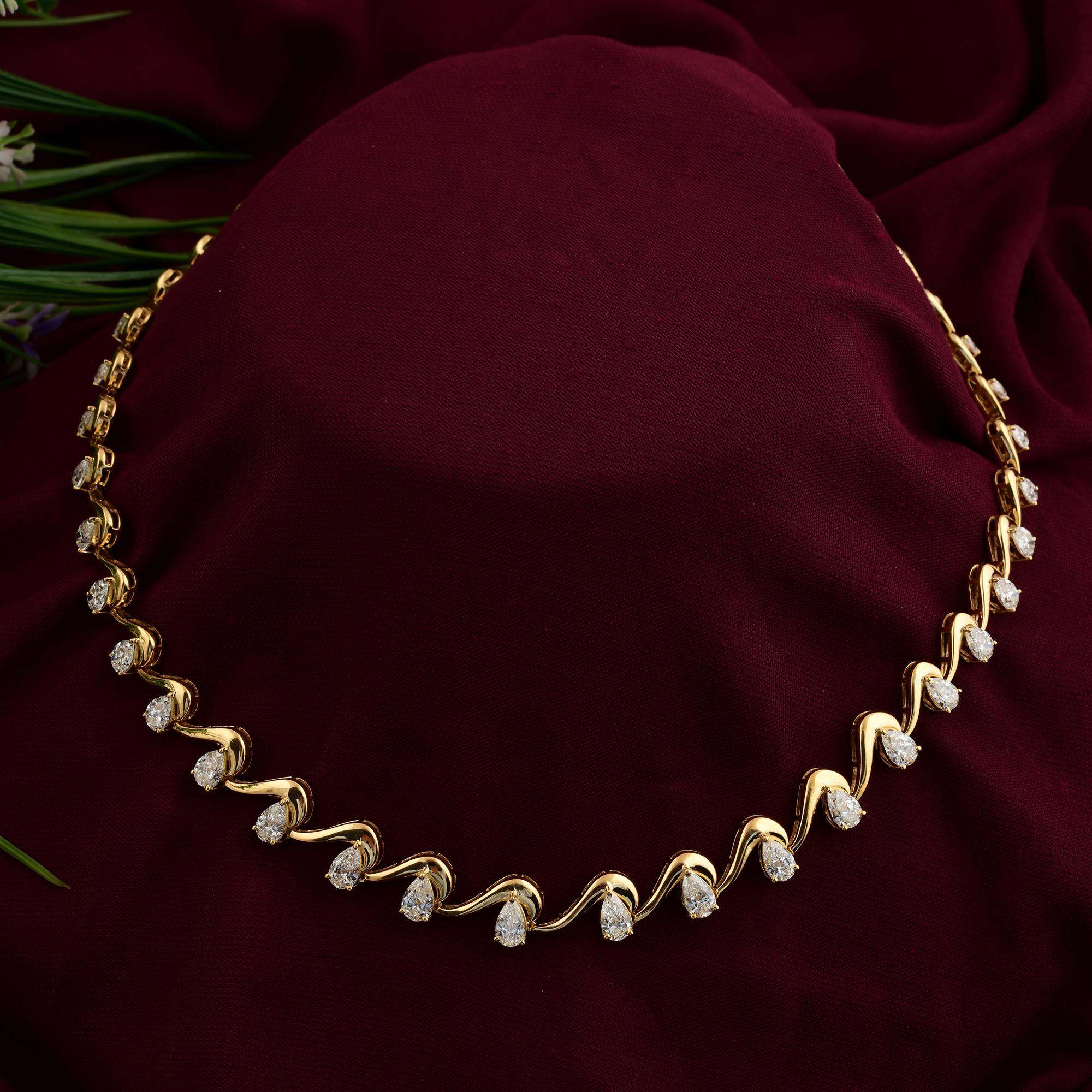 Pear Cut 7.1 Carat SI Clarity HI Color Pear Diamond Necklace 14 Karat Yellow Gold Jewelry For Sale