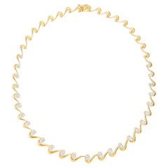 7.1 Carat SI Clarity HI Color Pear Diamond Necklace 14 Karat Yellow Gold Jewelry