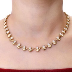 7.1 Carat SI Clarity HI Color Pear Diamond Necklace 18 Karat Yellow Gold Jewelry