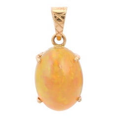 7.1 CTW Opal October Birthstone Everyday Pendentif en or jaune massif 18k