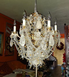 71" Monumental 20's French Louis XV Versailles Rock Crystal Torchiere Floor Lamp