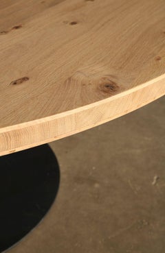 Handcrafted Outdoor Round Dining Table in Fraké Wood & Metal Base