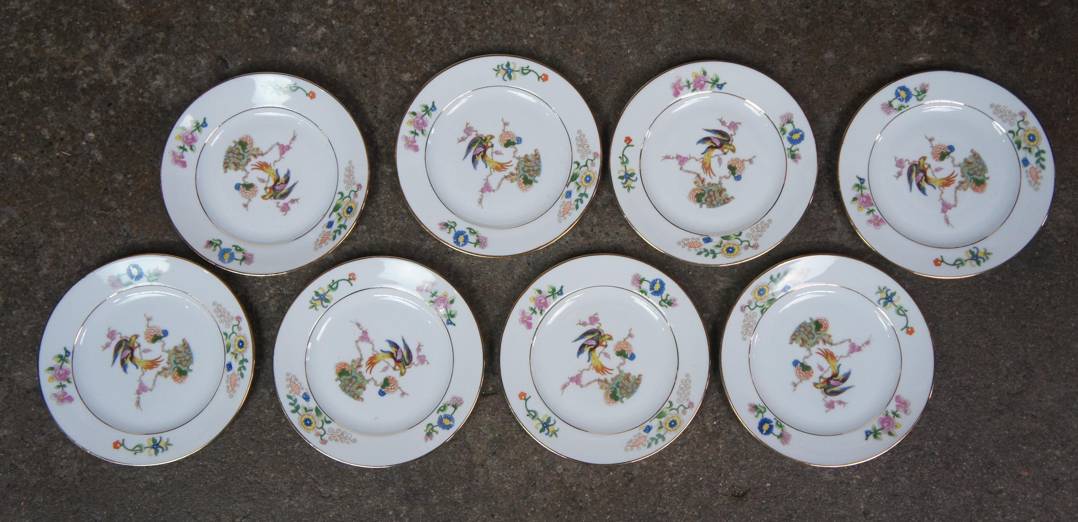 Chinoiserie 71 Pc 6720 Epiag Czechoslavakia Porcelain China Dinnerware Set Paradise Bird Vtg