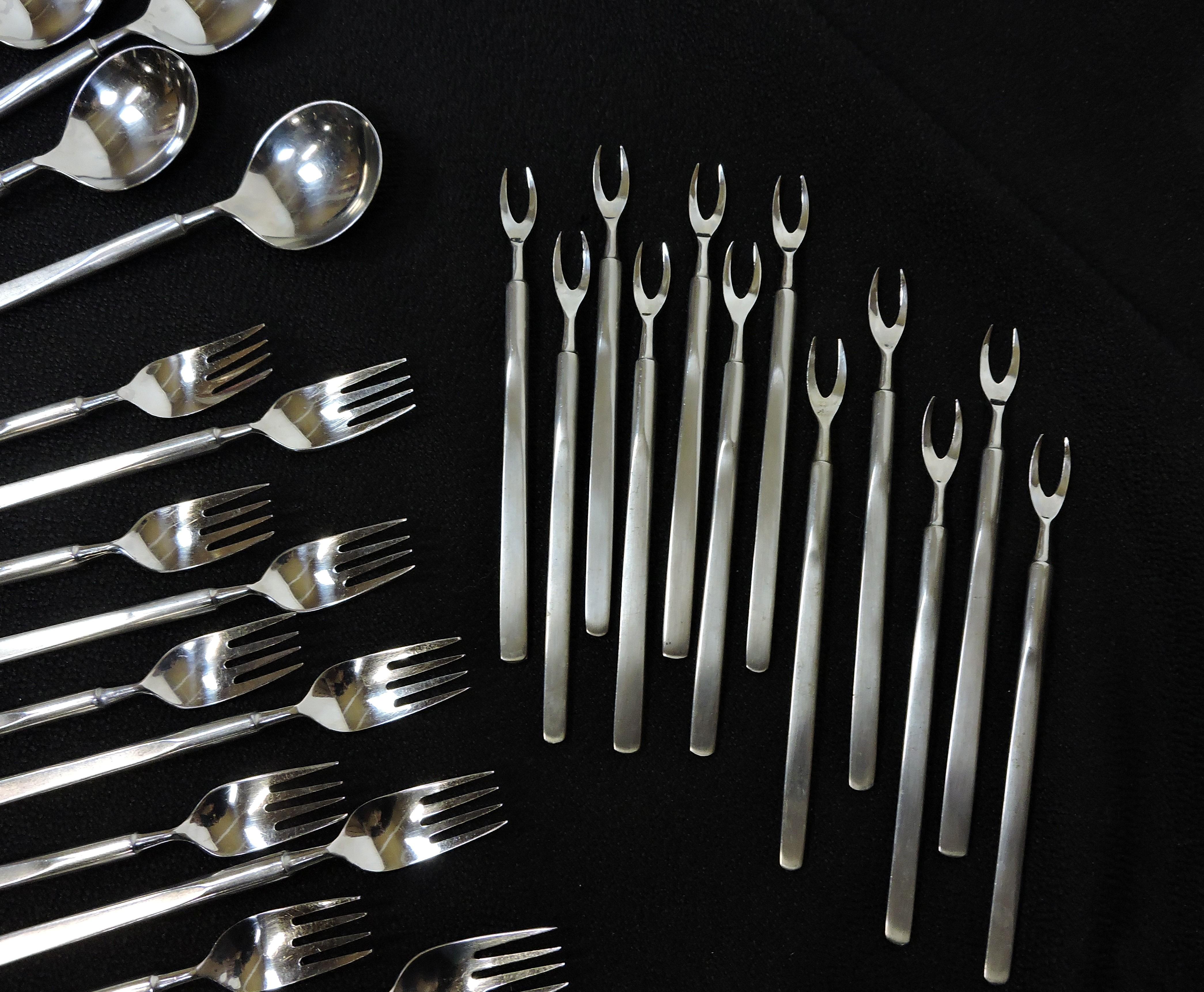 71 Piece Towle SSC Stereo Mid-Century Modern Stainless Flatware Obelisk Style 1