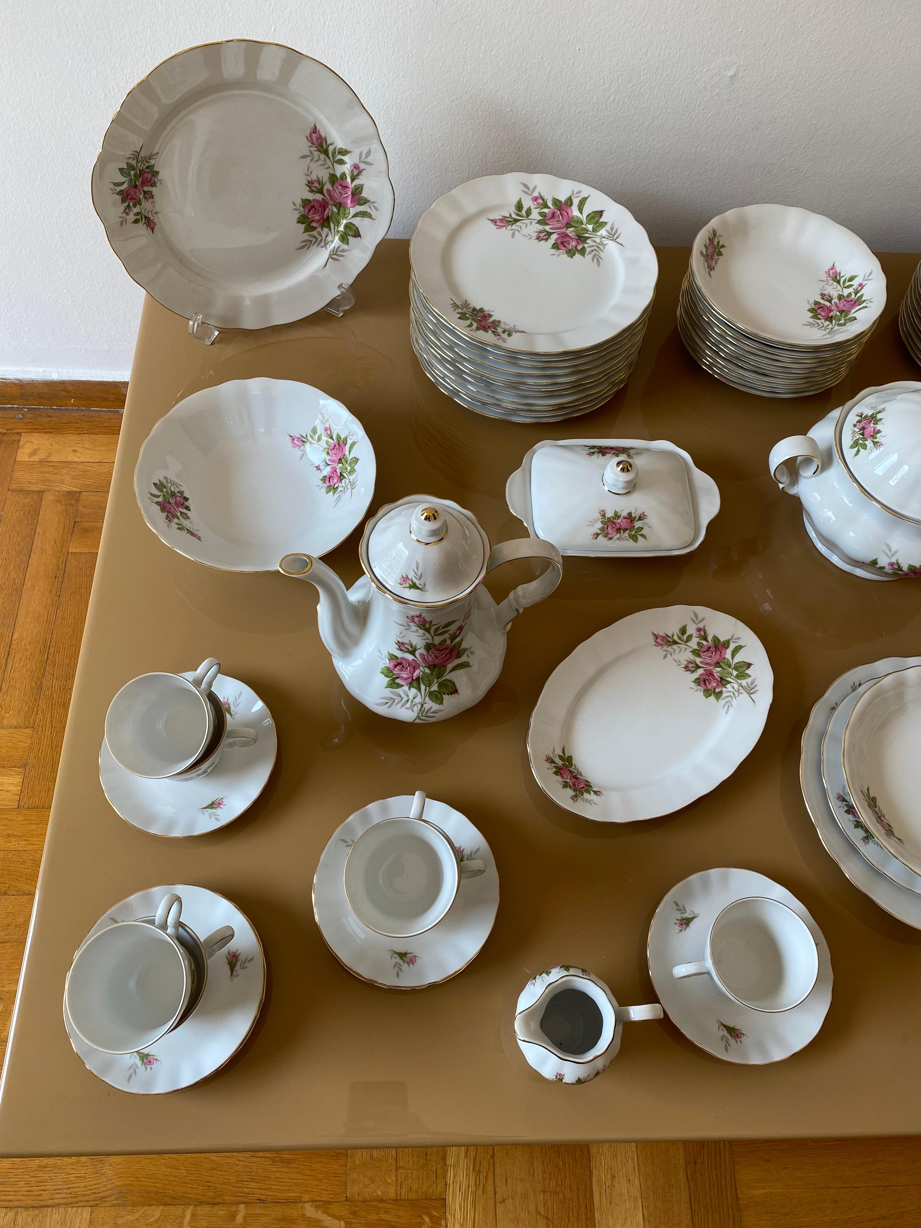 Service de vaisselle en porcelaine 71 pièces Winterling rose rose or Bon état - En vente à London, GB
