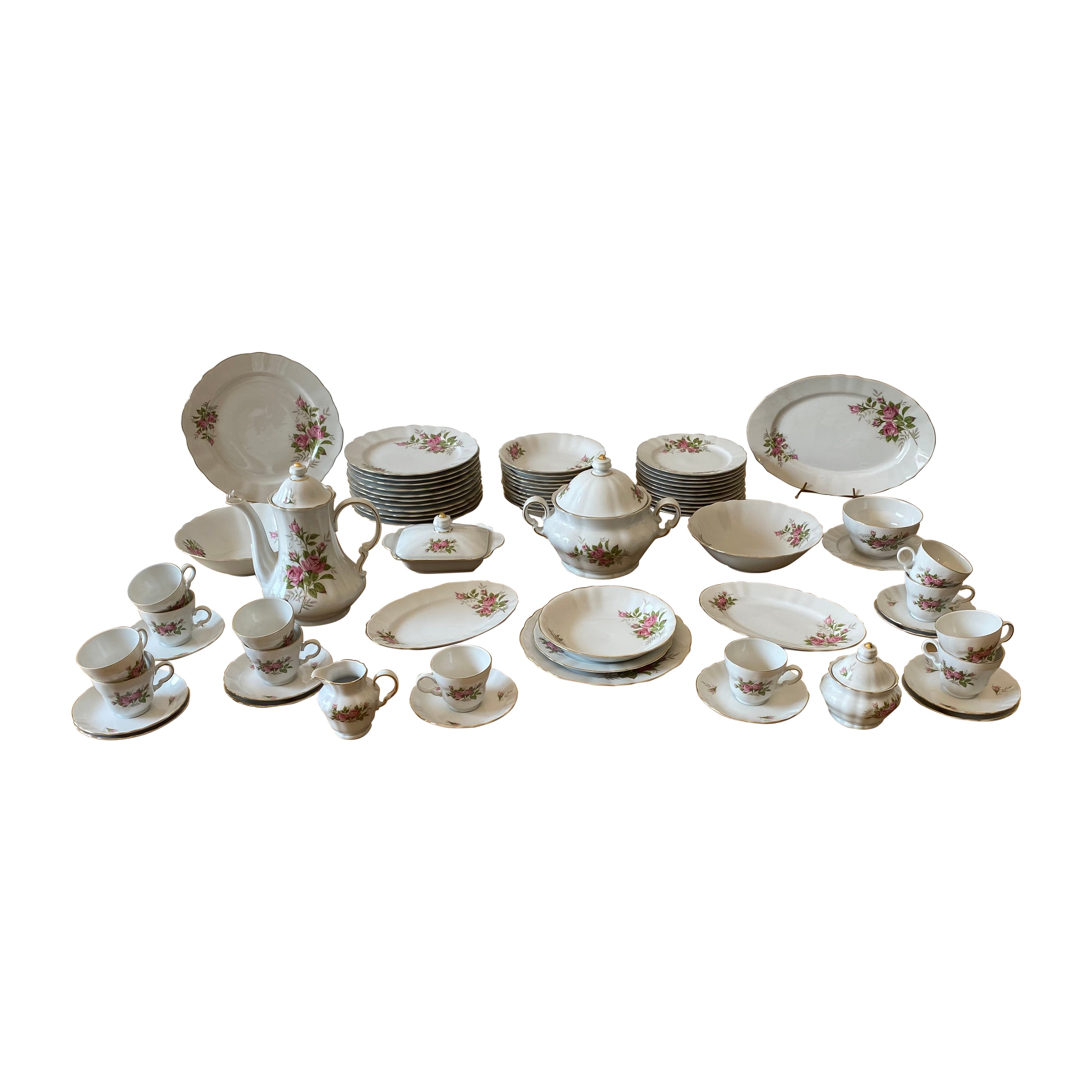 Service de vaisselle en porcelaine 71 pièces Winterling rose rose or en vente