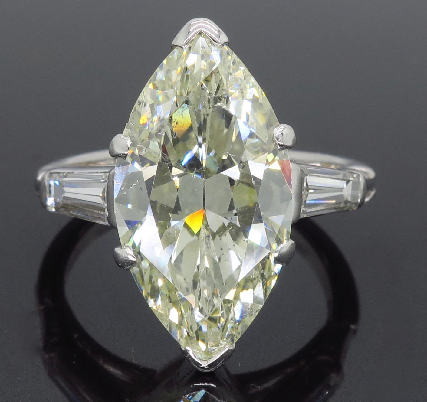 7.10 Carat Antique Marquise Cut Diamond Engagement Ring 4