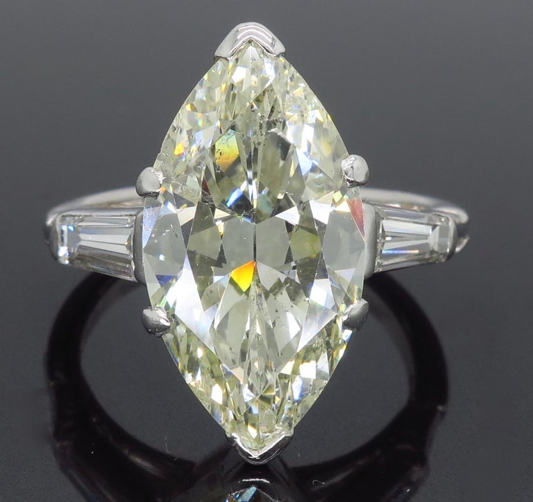 7.10 Carat Antique Marquise Cut Diamond Engagement Ring at 1stDibs 2