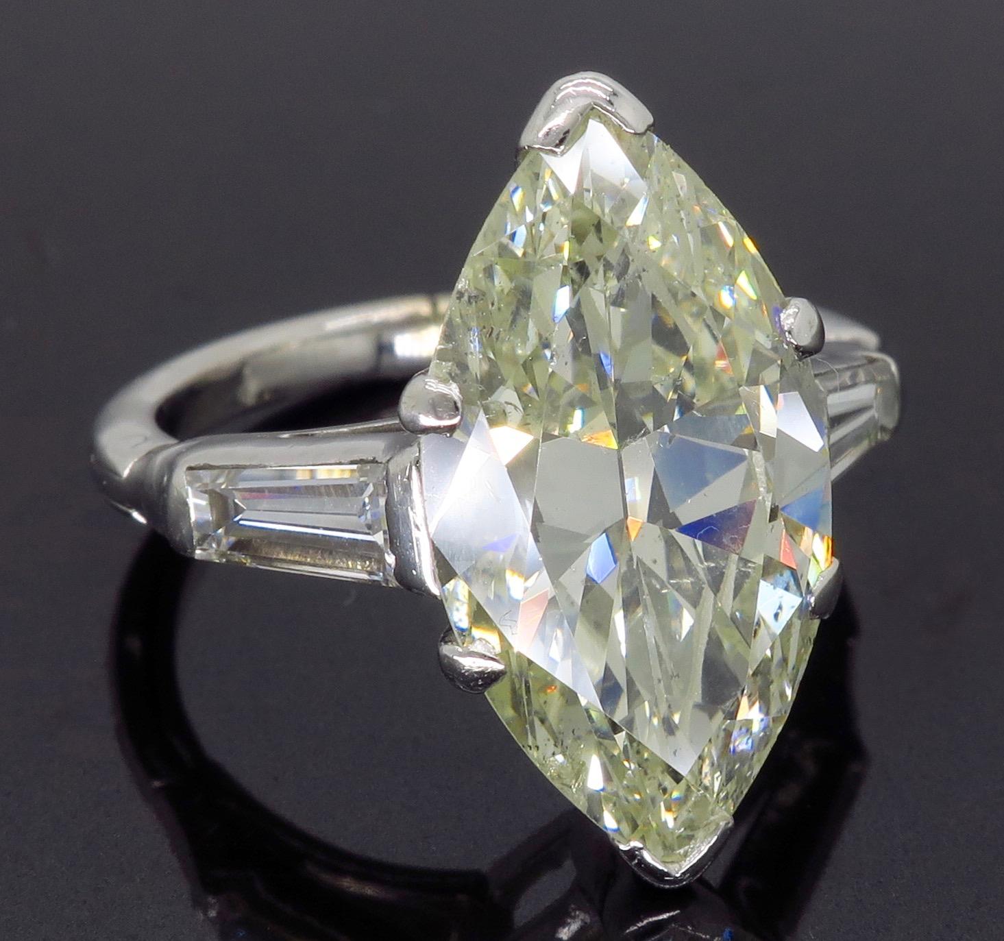 7.10 Carat Antique Marquise Cut Diamond Engagement Ring 5