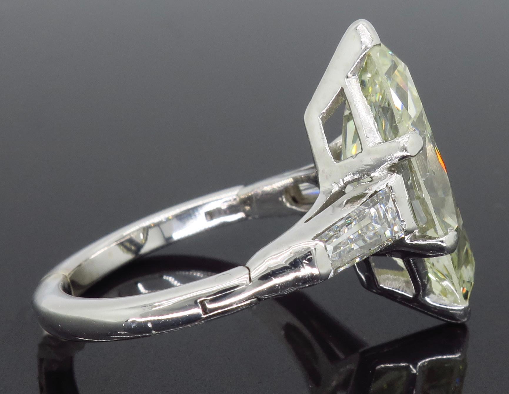 Women's or Men's 7.10 Carat Antique Marquise Cut Diamond Engagement Ring