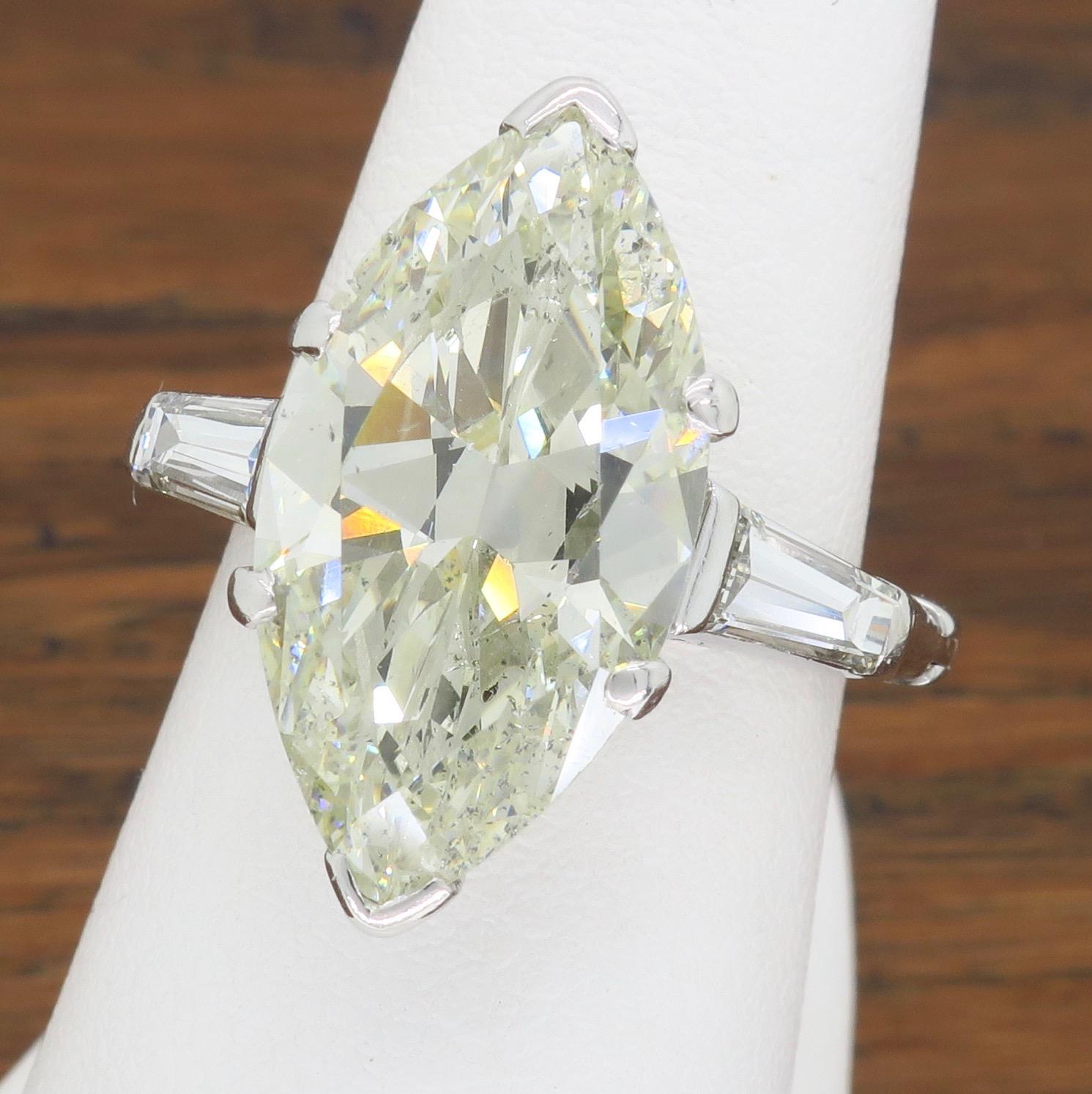 7.10 Carat Antique Marquise Cut Diamond Engagement Ring 1