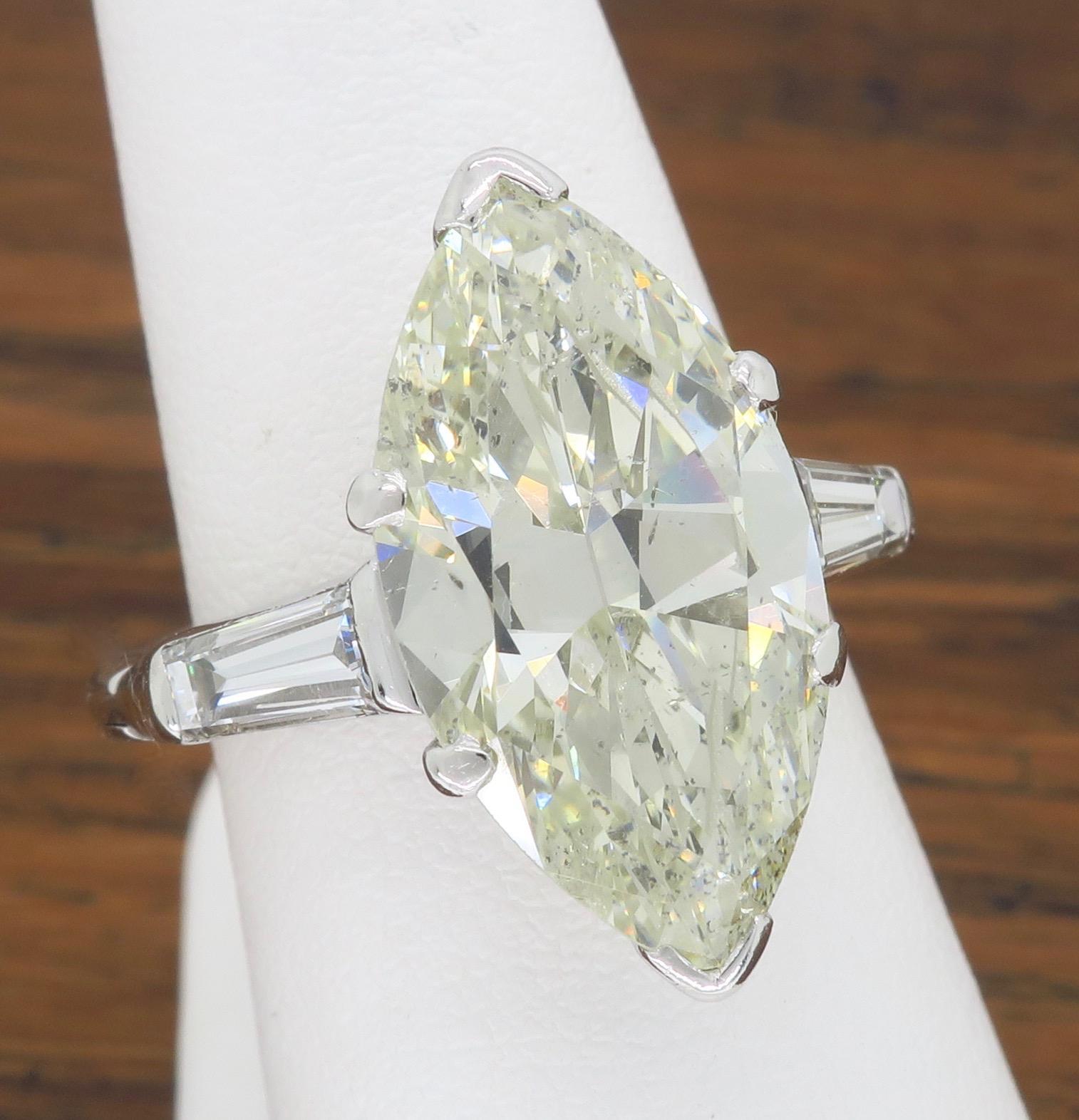7.10 Carat Antique Marquise Cut Diamond Engagement Ring 2