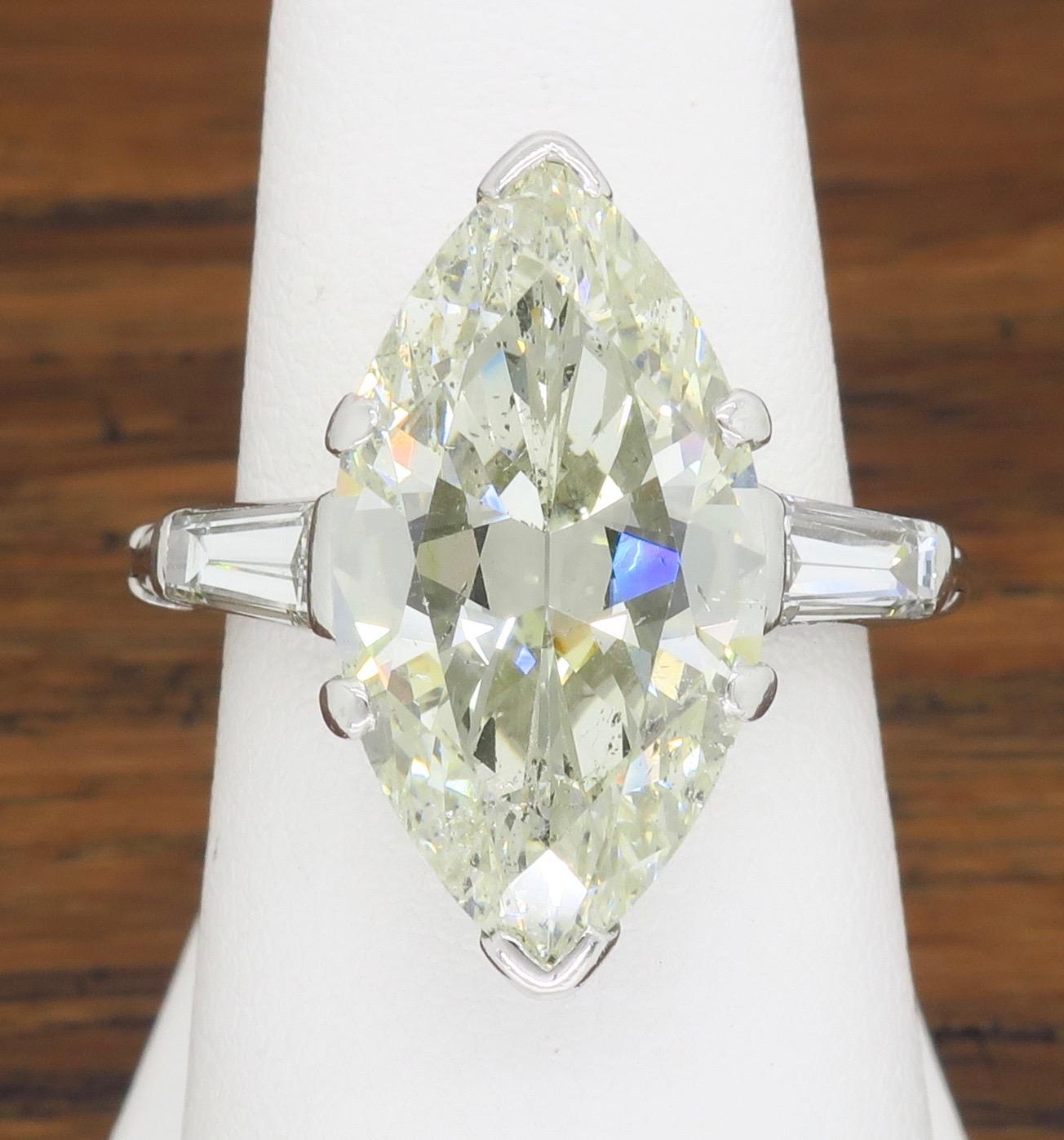 7.10 Carat Antique Marquise Cut Diamond Engagement Ring 3