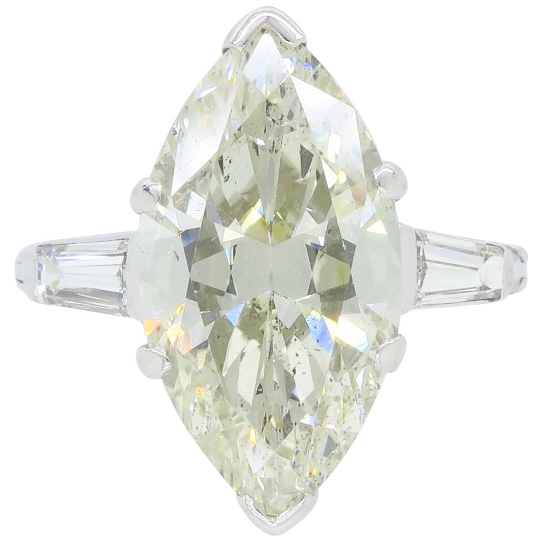 7.10 Carat Antique Marquise Cut Diamond Engagement Ring