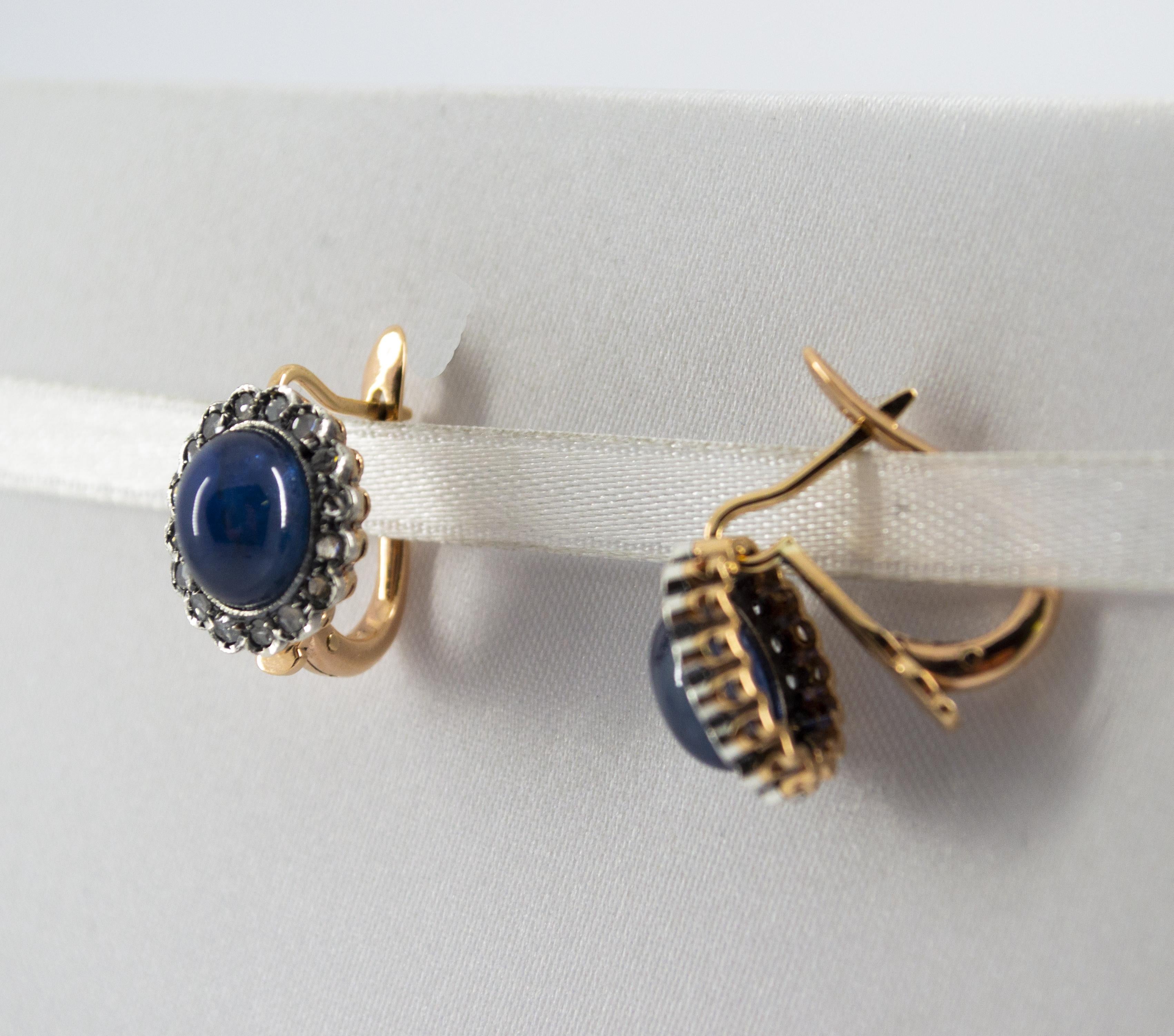 7.10 Carat Blue Sapphire 0.30 Carat Diamond Yellow Gold Lever-Back Earrings In New Condition In Naples, IT