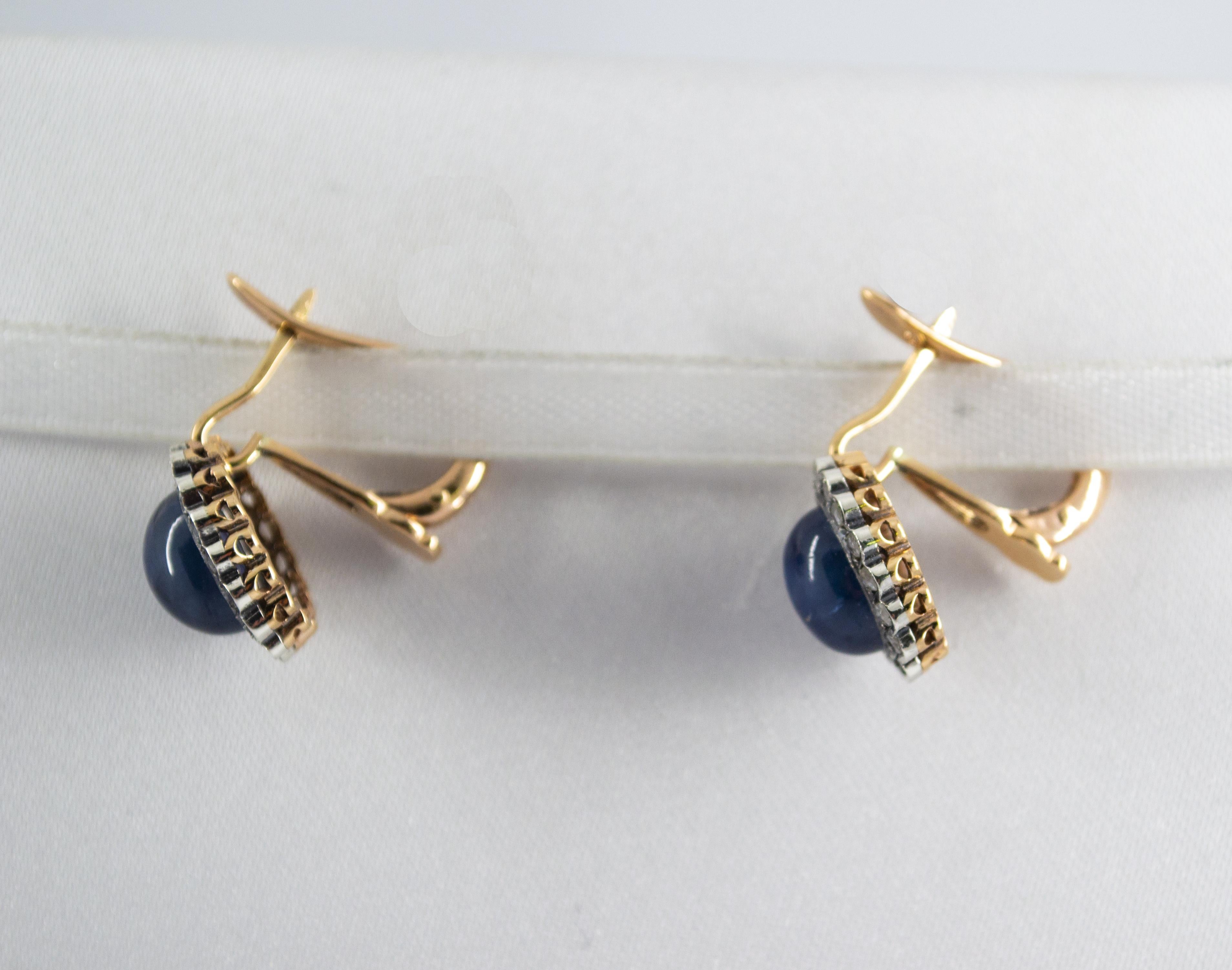7.10 Carat Blue Sapphire 0.30 Carat Diamond Yellow Gold Lever-Back Earrings 2